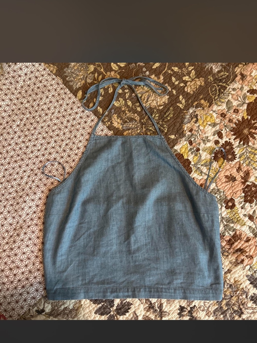 Hollister Denim Halter Crop Top - Blue